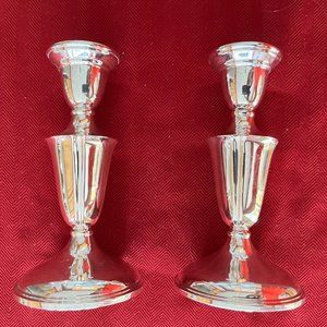 Sterling Silver Classic Candle Sticks Pair (2) - Vintage